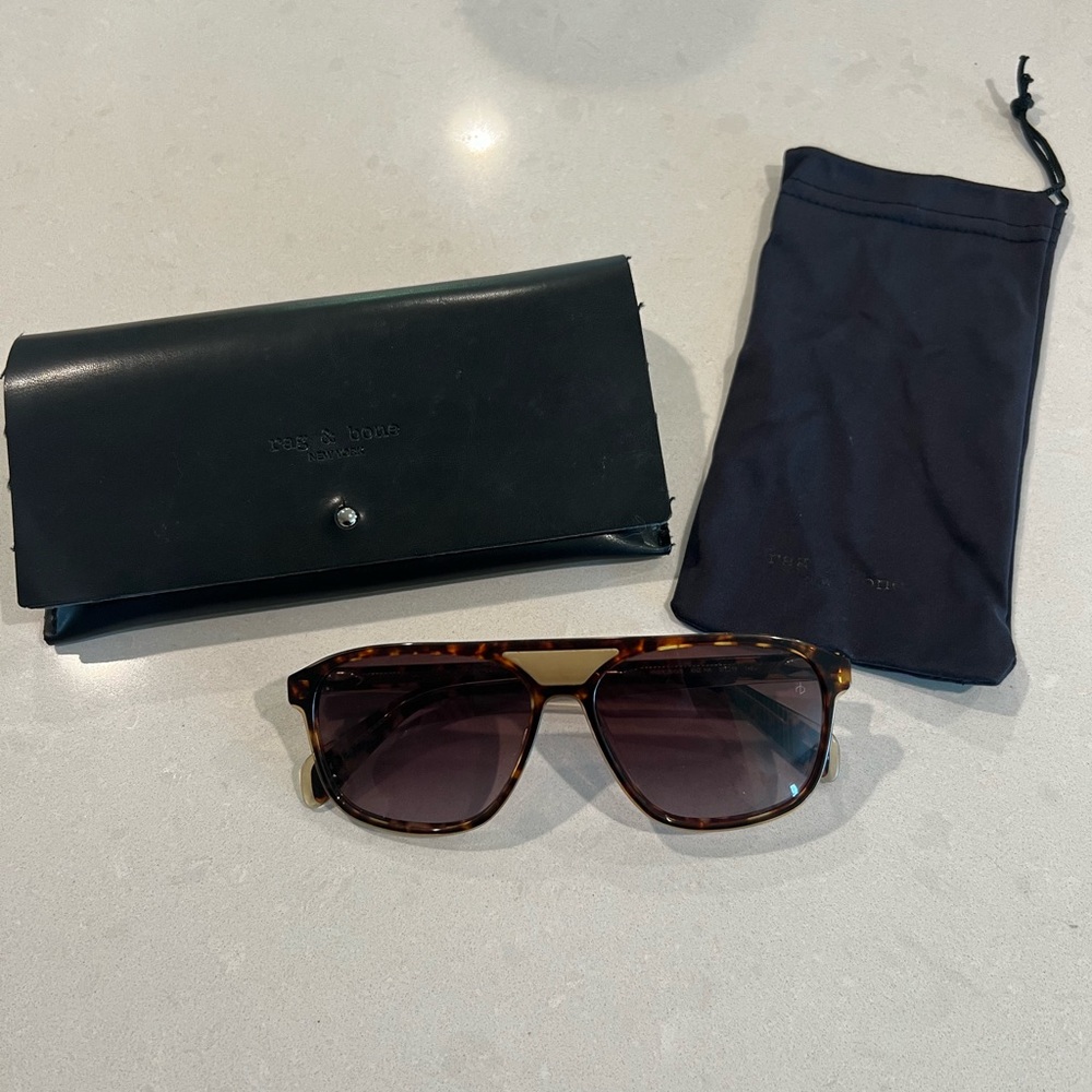 Rag & Bone Stylized Pilot Sunglasses